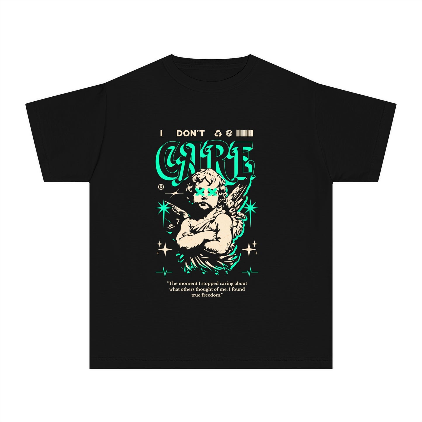 Youth Midweight Tee - "I Don't Care" Angel Design